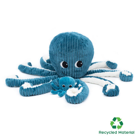 Les Ptipotos | Octopus Mom & Baby Animal Plush Toy - Blue