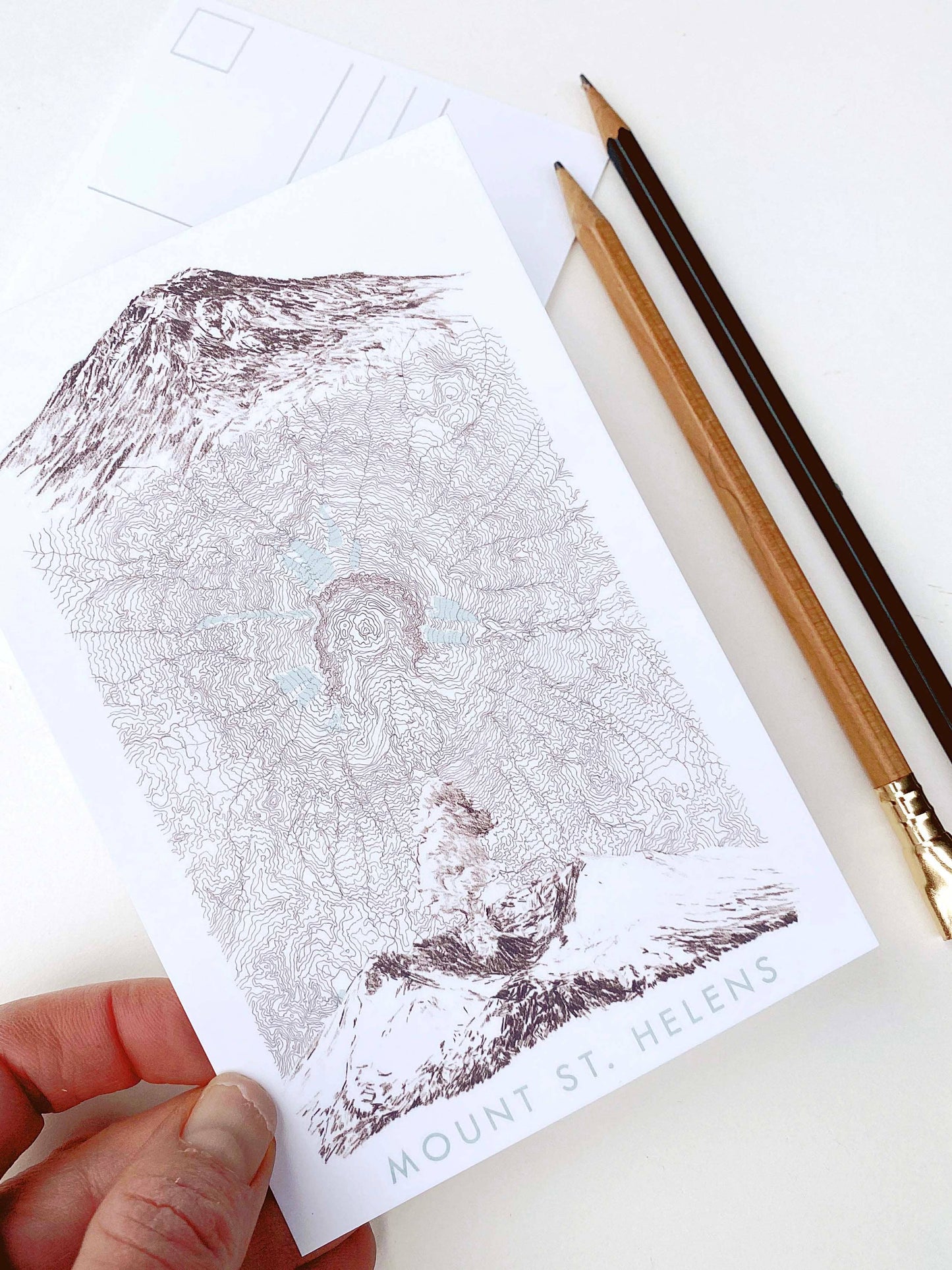 Mount St. Helens Topo Postcard