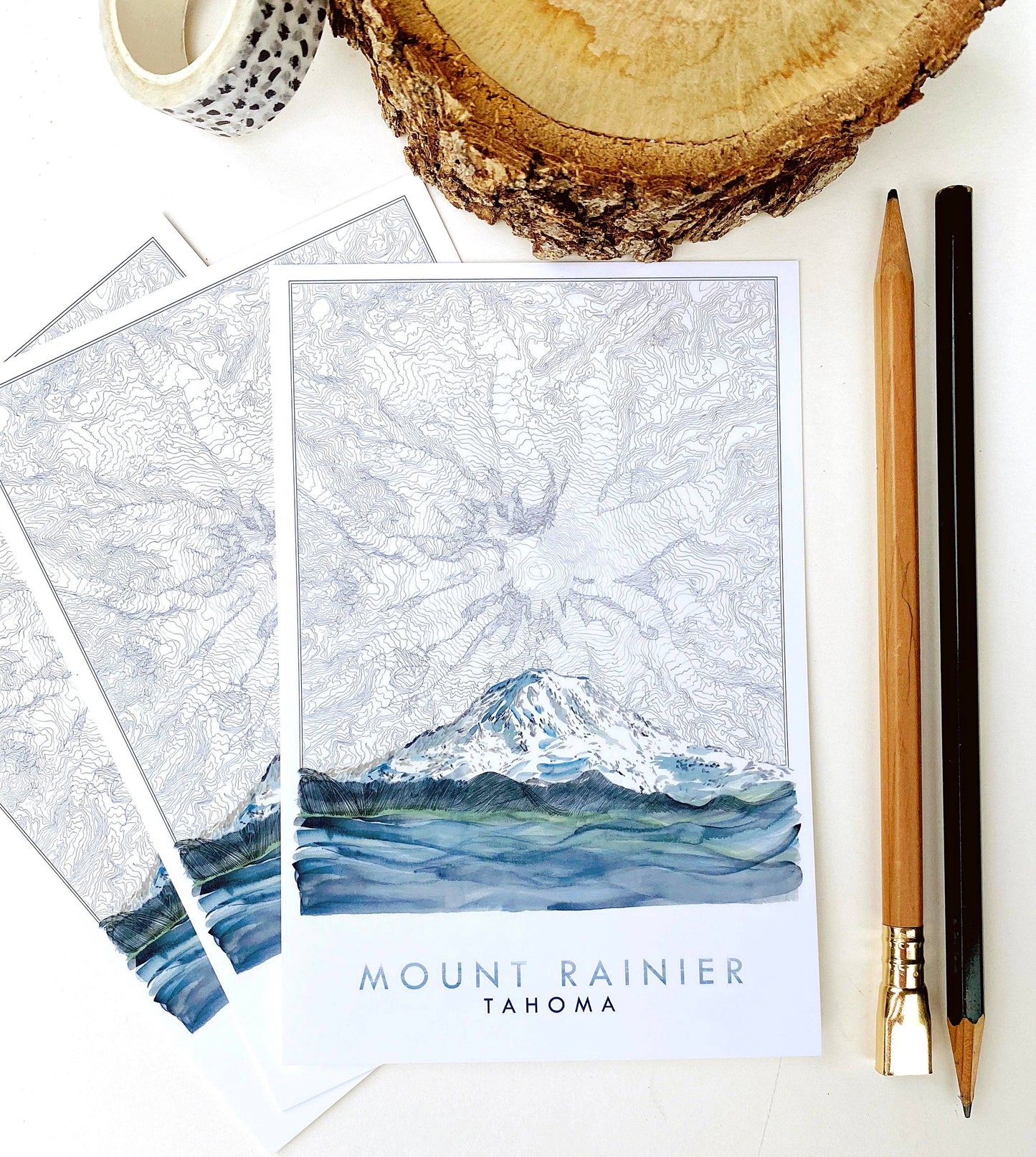 MOUNT RAINIER Tahoma WA MountainTopo Map - Standard Postcard