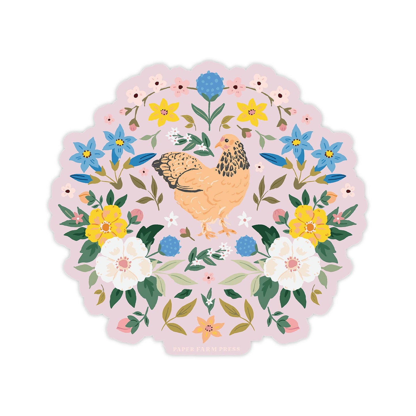 Chickens  & Flowers Decal Sticker