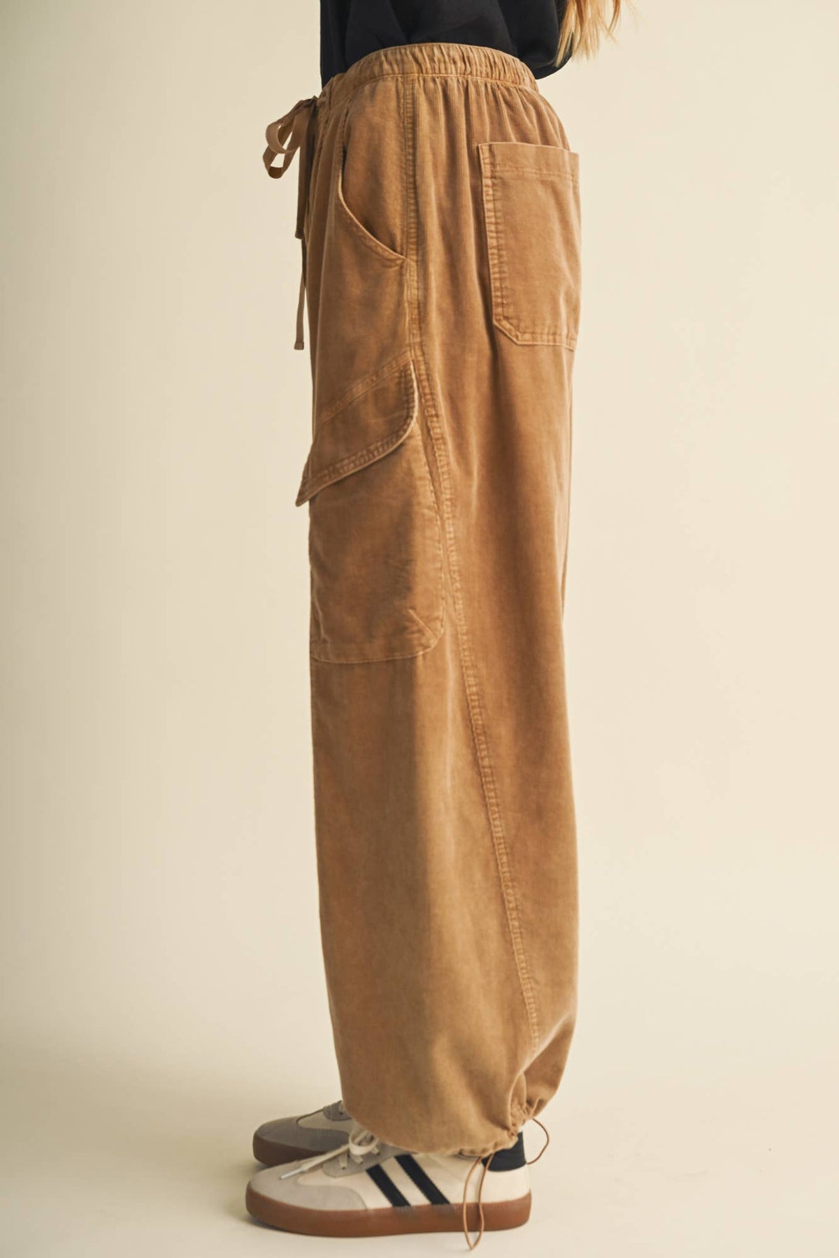 Wide-Wale Corduroy Voluminous Cargo Trousers