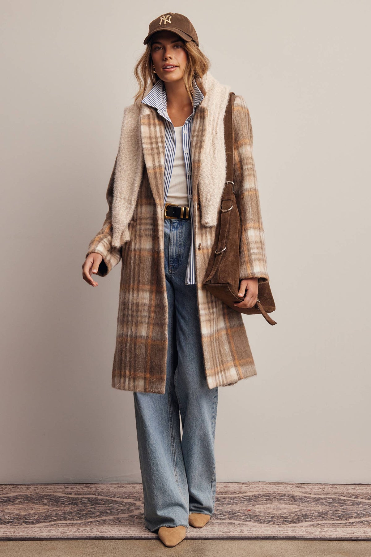 Rowan Plaid Brushed Coat