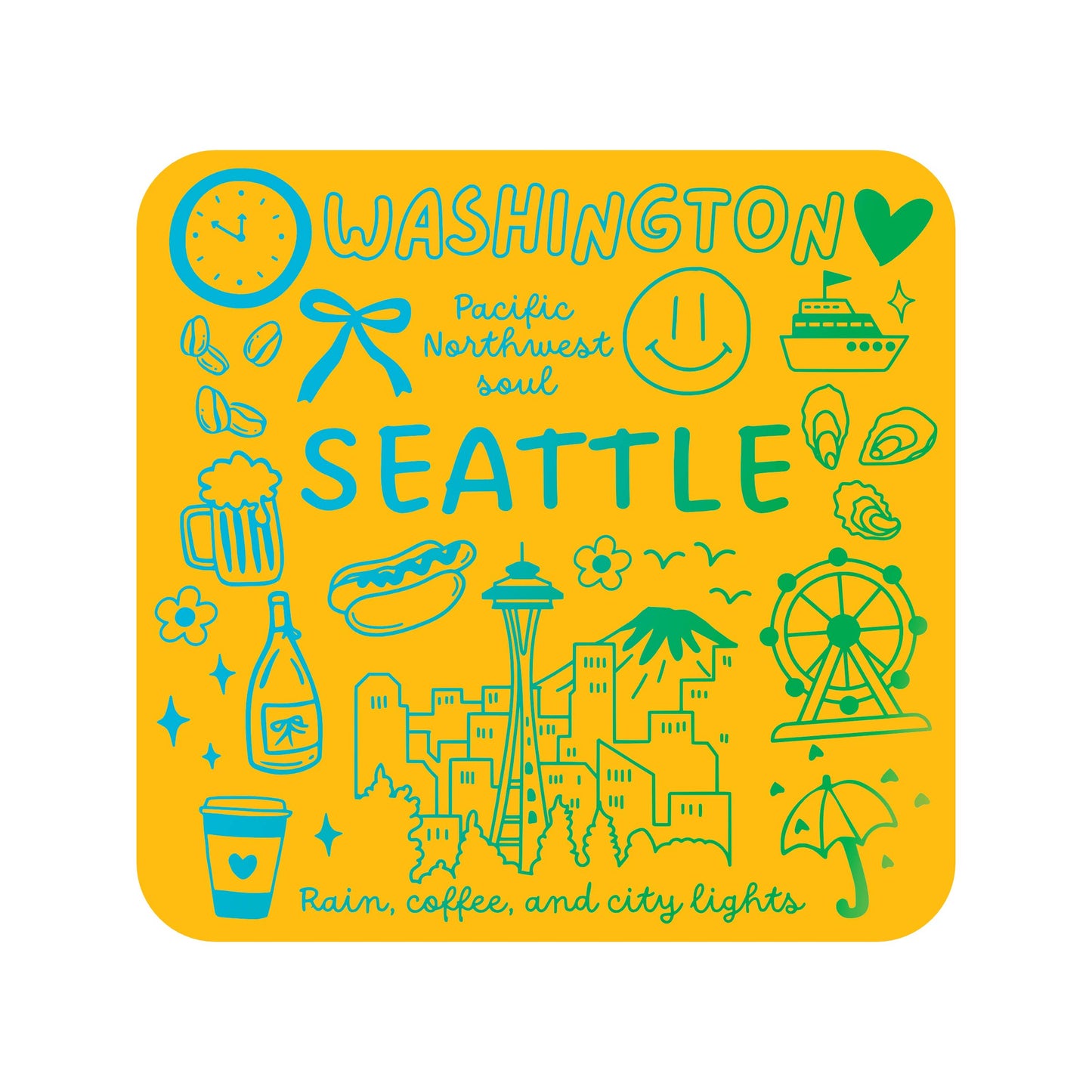 Washington WA Pacific NW Seattle High Quality Vinyl Sticker