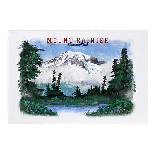 Mount Rainier, Washington, Watercolor Premium Postcard