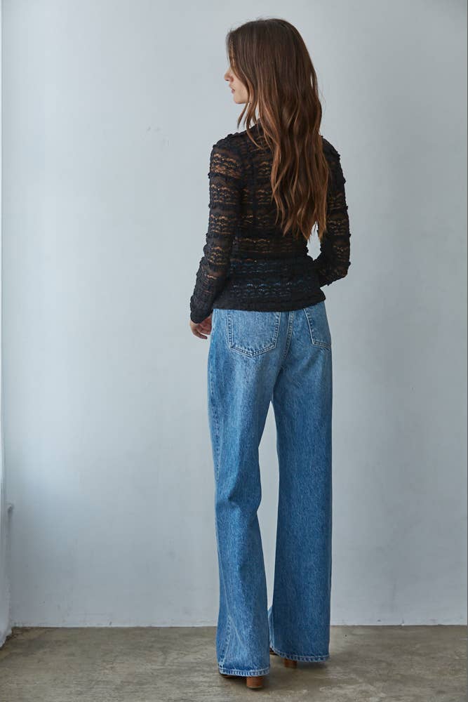 Textured Lace Sheer Top - Small