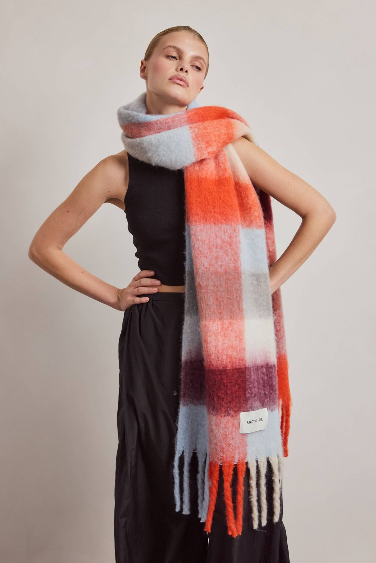 Red Blue Check Reykjavik Scarf