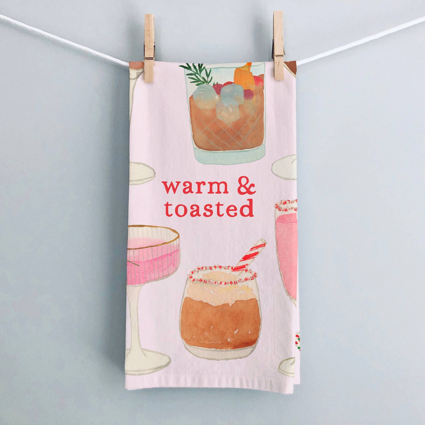 Holiday Cocktails Tea Towel | Holiday Drinks Dish Towel