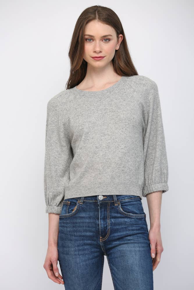 CASHMERE BLEND RIBBED CUFF RAGLAN SLV SWEATER FW15906