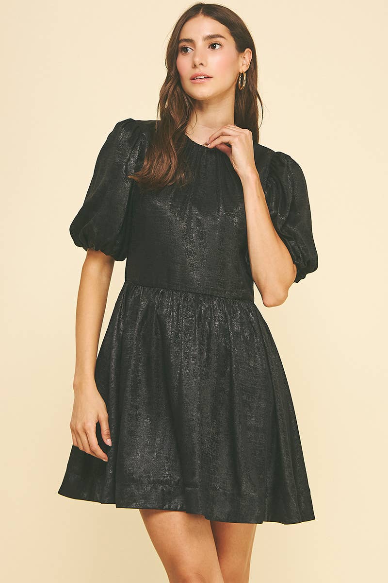 Balloon Sleeve Mini Dress