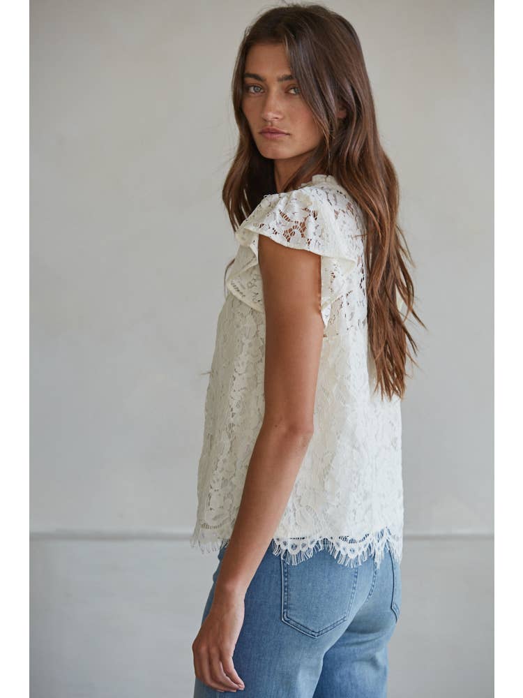 Lace Flutter Sleeve Top