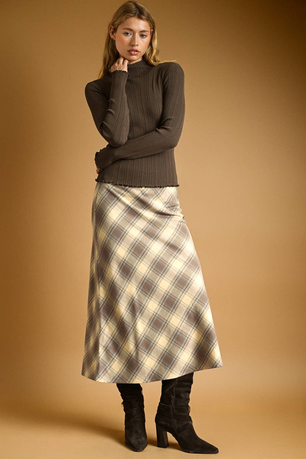 Plaid Bias Cut Skirt
