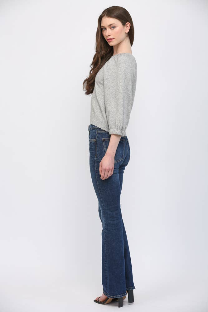 CASHMERE BLEND RIBBED CUFF RAGLAN SLV SWEATER FW15906