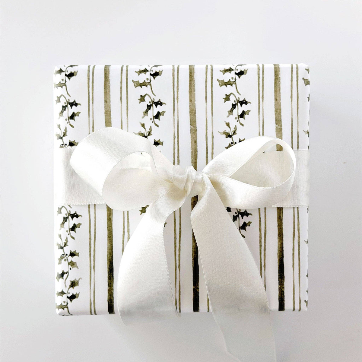 Holly Stripe Christmas Gift Wrapping Paper