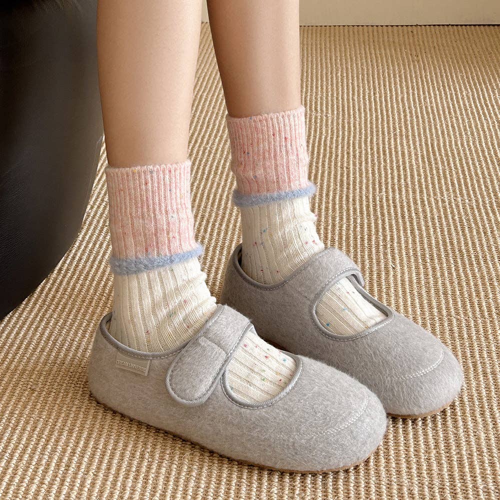 Striped Wool Blend Crew Socks