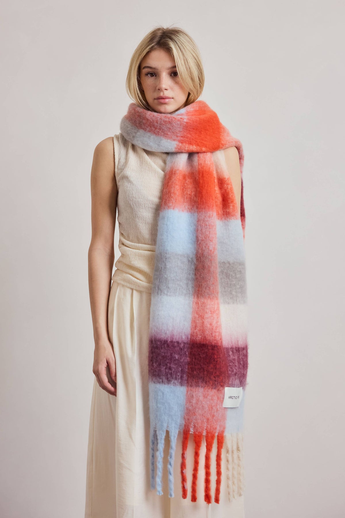 Red Blue Check Reykjavik Scarf