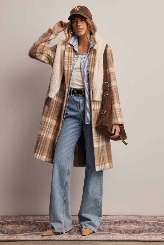 Rowan Plaid Brushed Coat