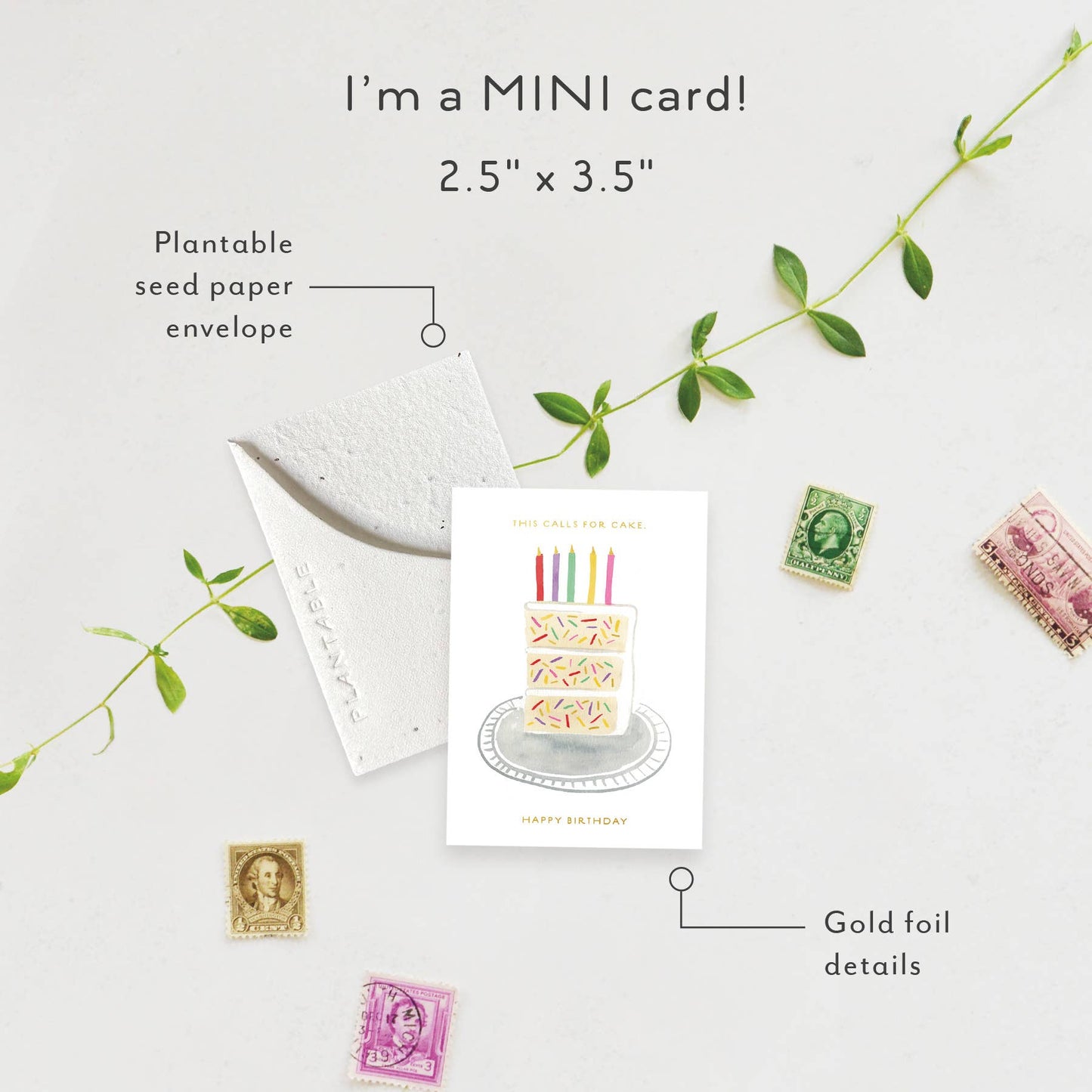 Birthday Slice Sprout - Birthday Mini Greeting Card