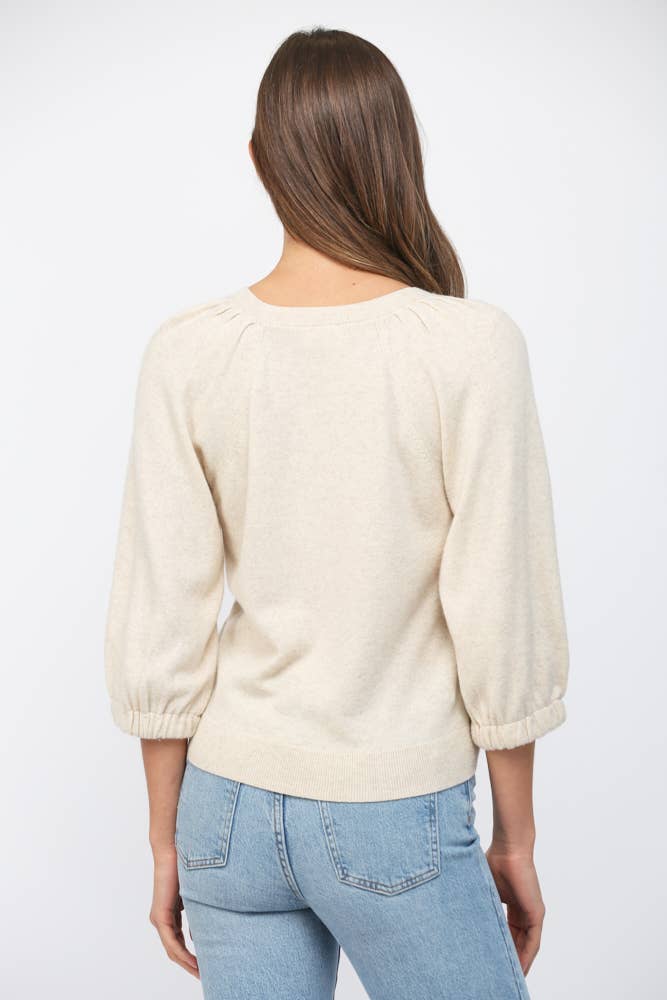 CASHMERE BLEND RIBBED CUFF RAGLAN SLV SWEATER FW15906
