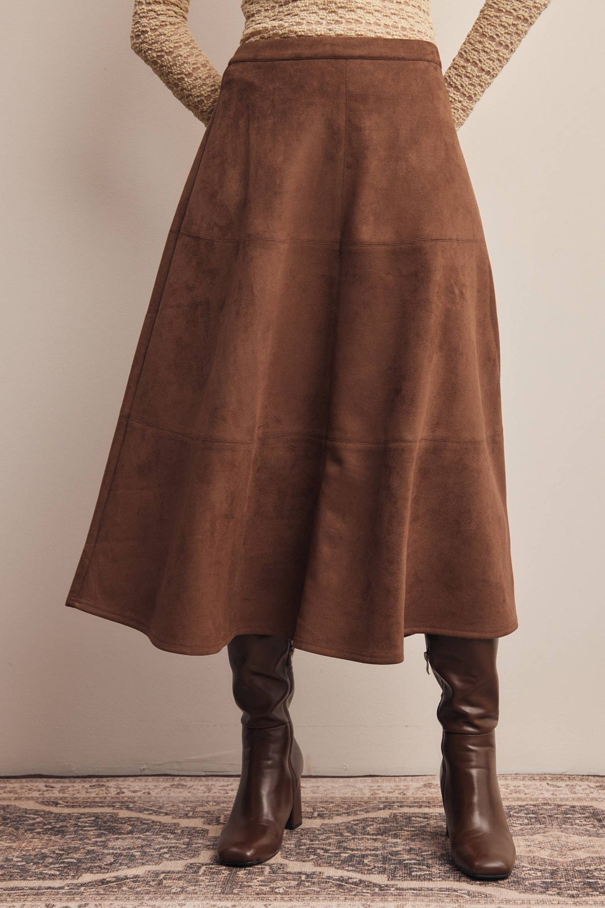 The Camille Suede Midi Skirt