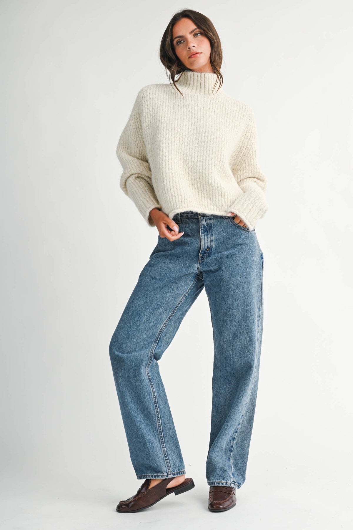 Soft Brushed Mock Neck Sweater