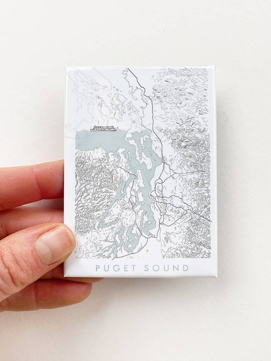 Puget Sound Art Map - Metal Magnet
