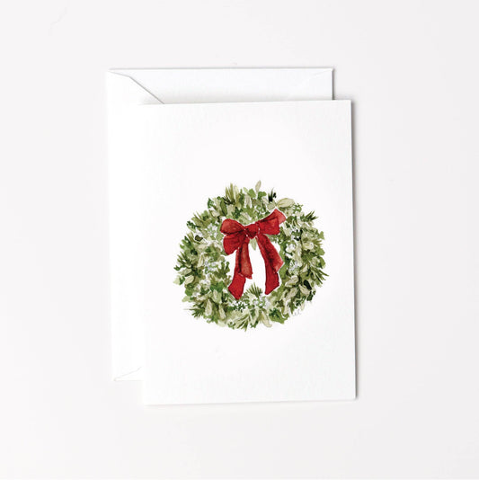 Red Bow Wreath Mini Note Card