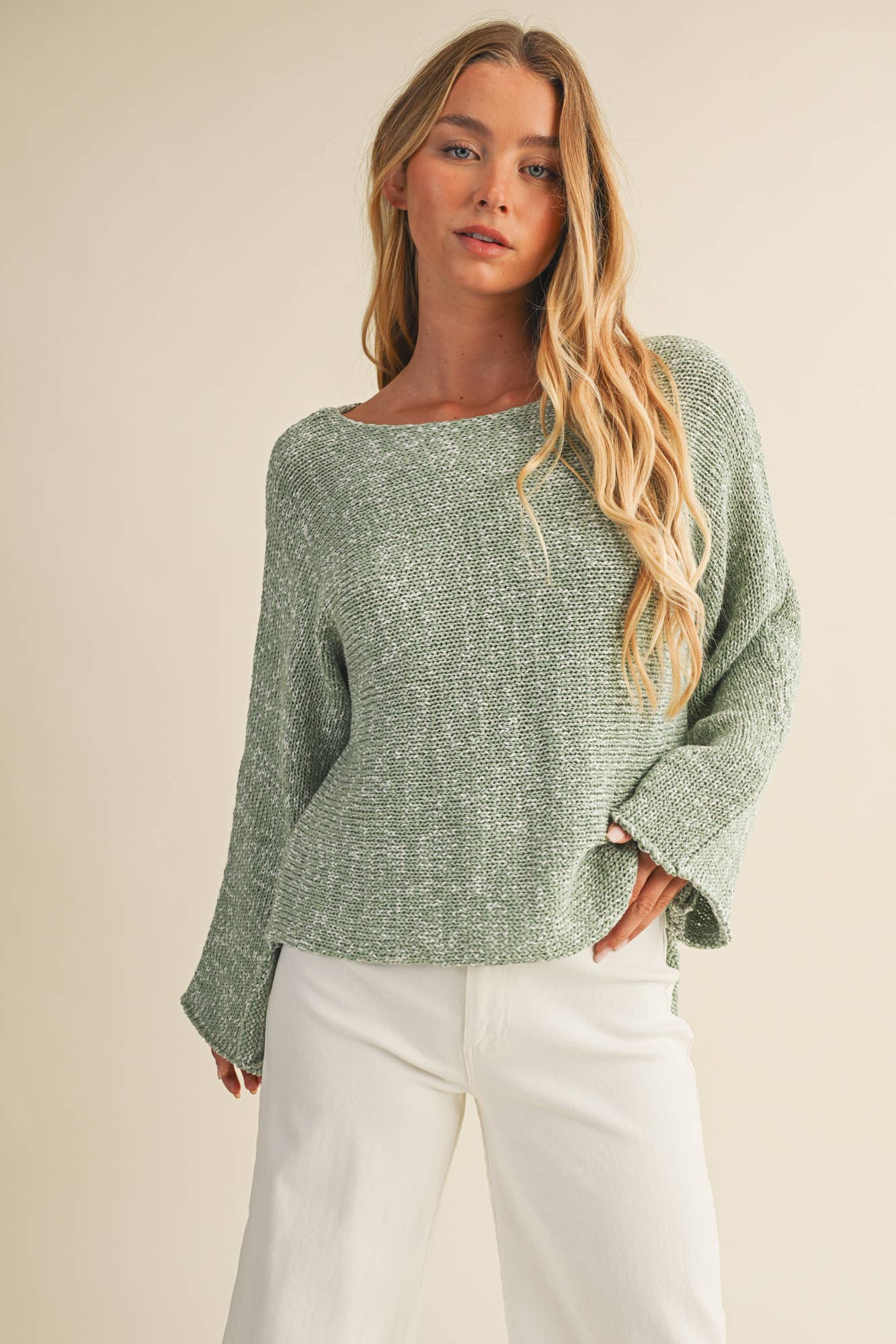 Boat Neck High-Low Sweater
