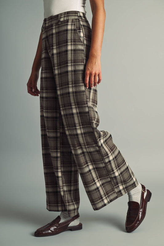 Plaid Wide Leg Pants
