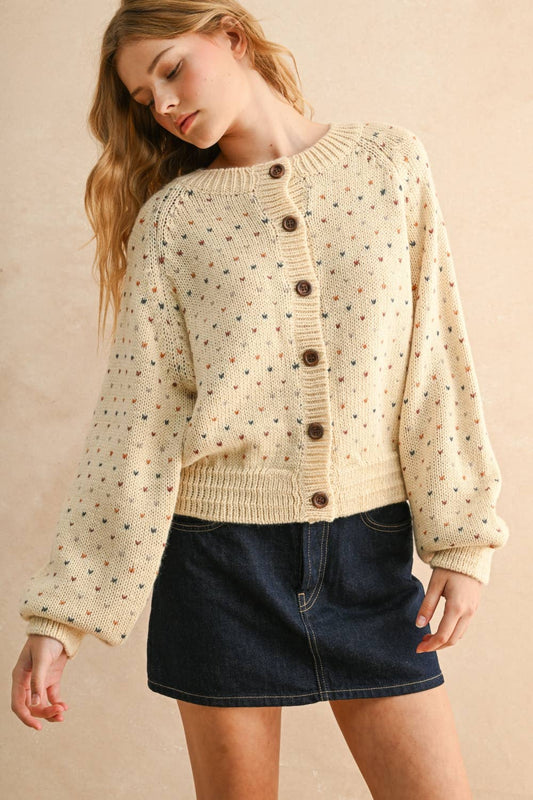 MULTI COLOR PATTERN SWEATER CARDIGAN