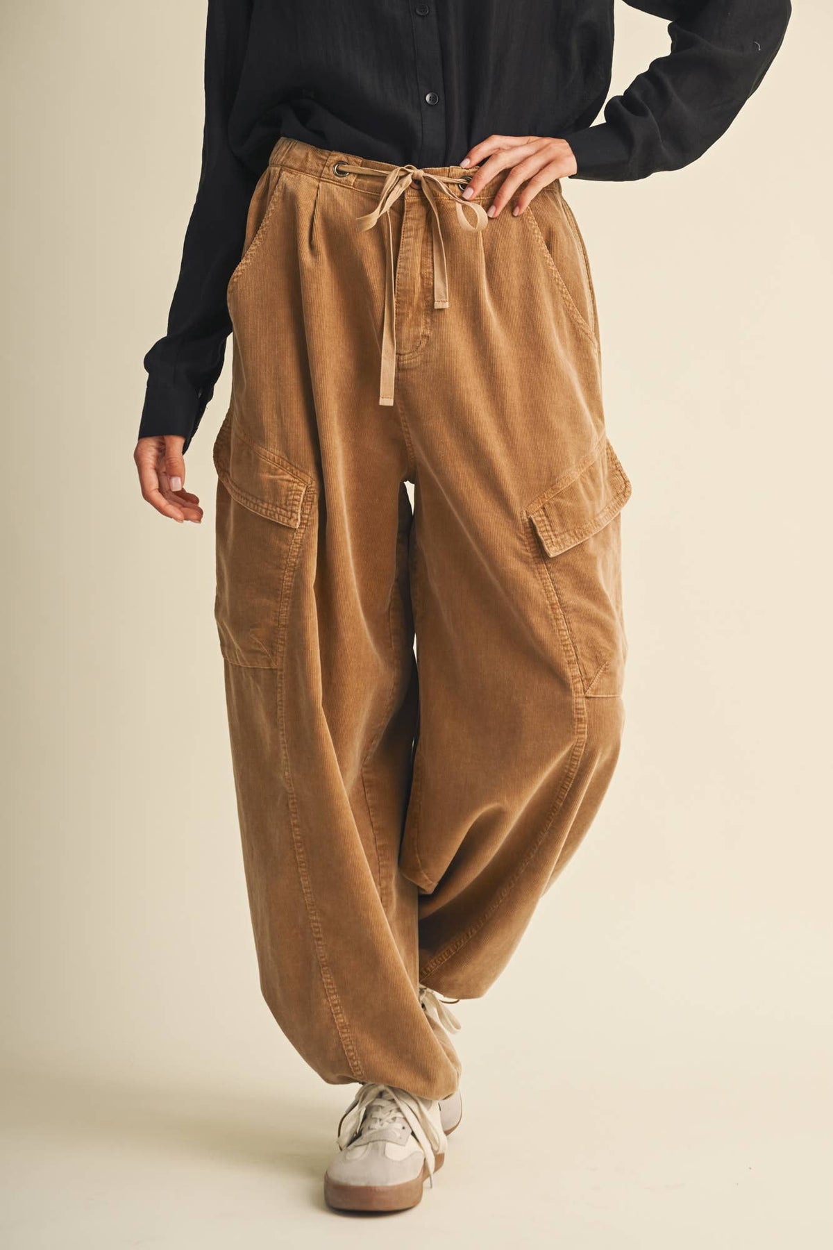 Wide-Wale Corduroy Voluminous Cargo Trousers