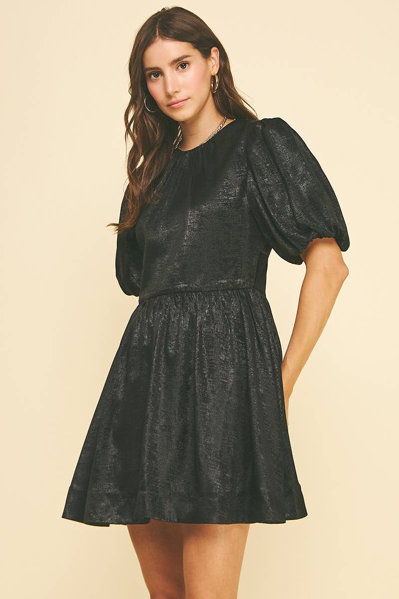 Balloon Sleeve Mini Dress
