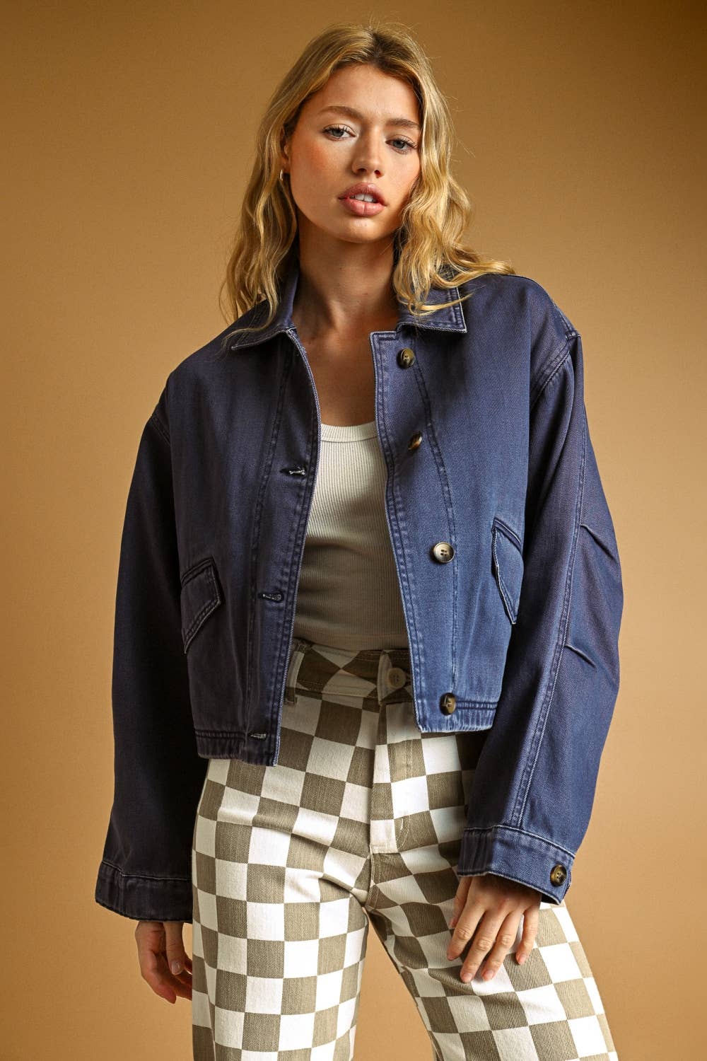 Cropped Cotton Twill Jacket
