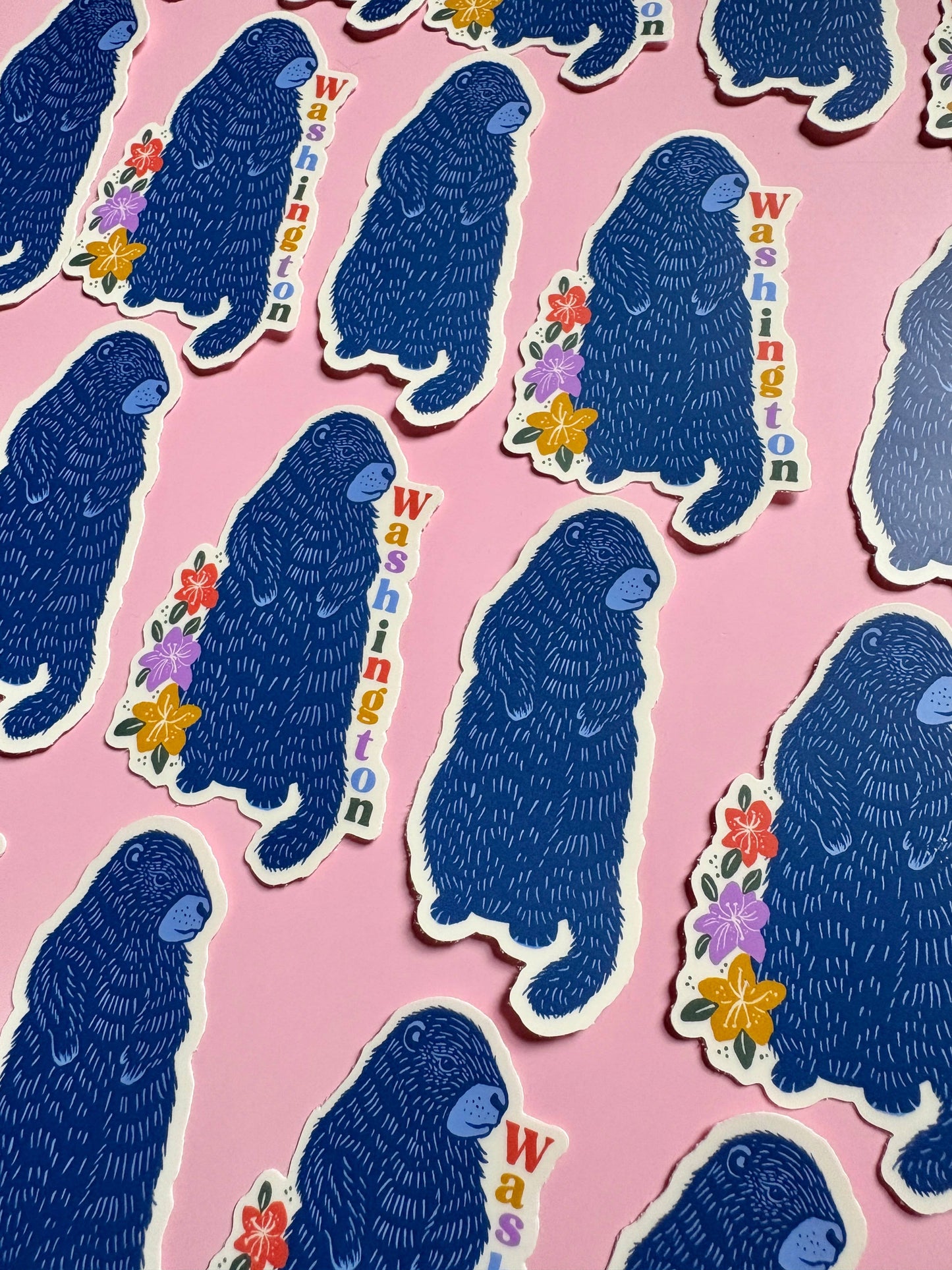 Washington Marmot Sticker, Pacific Northwest, Rhododendron