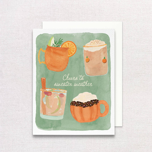 Cheers to Sweater Weather Greeting Card | Fall Greeting Card