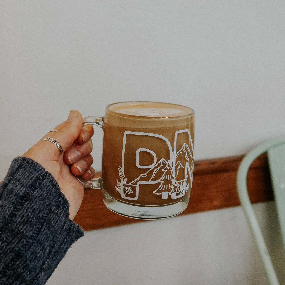 Pacific Northwest PNW Glass Mug