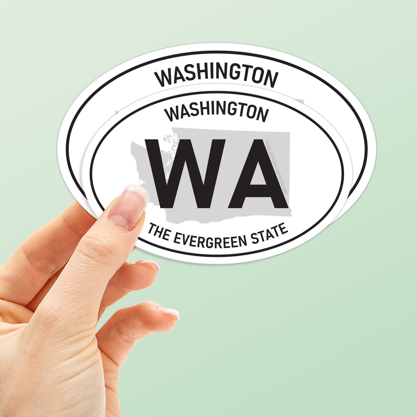 Washington Bumper Sticker - WA White Oval Euro Decals