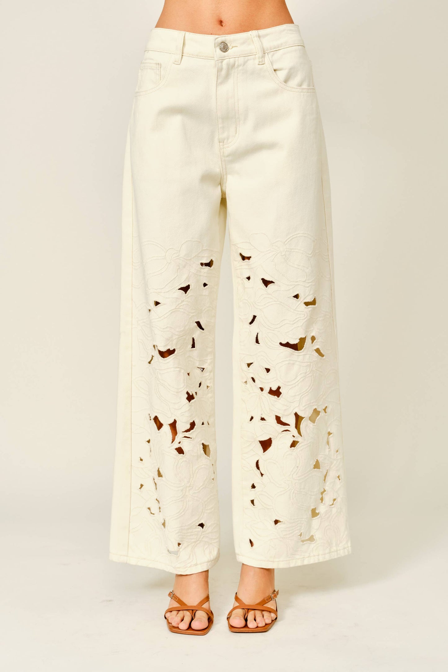 Cut Out Embroidered Trouser