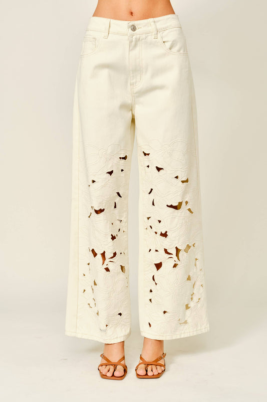 Cut Out Embroidered Trouser