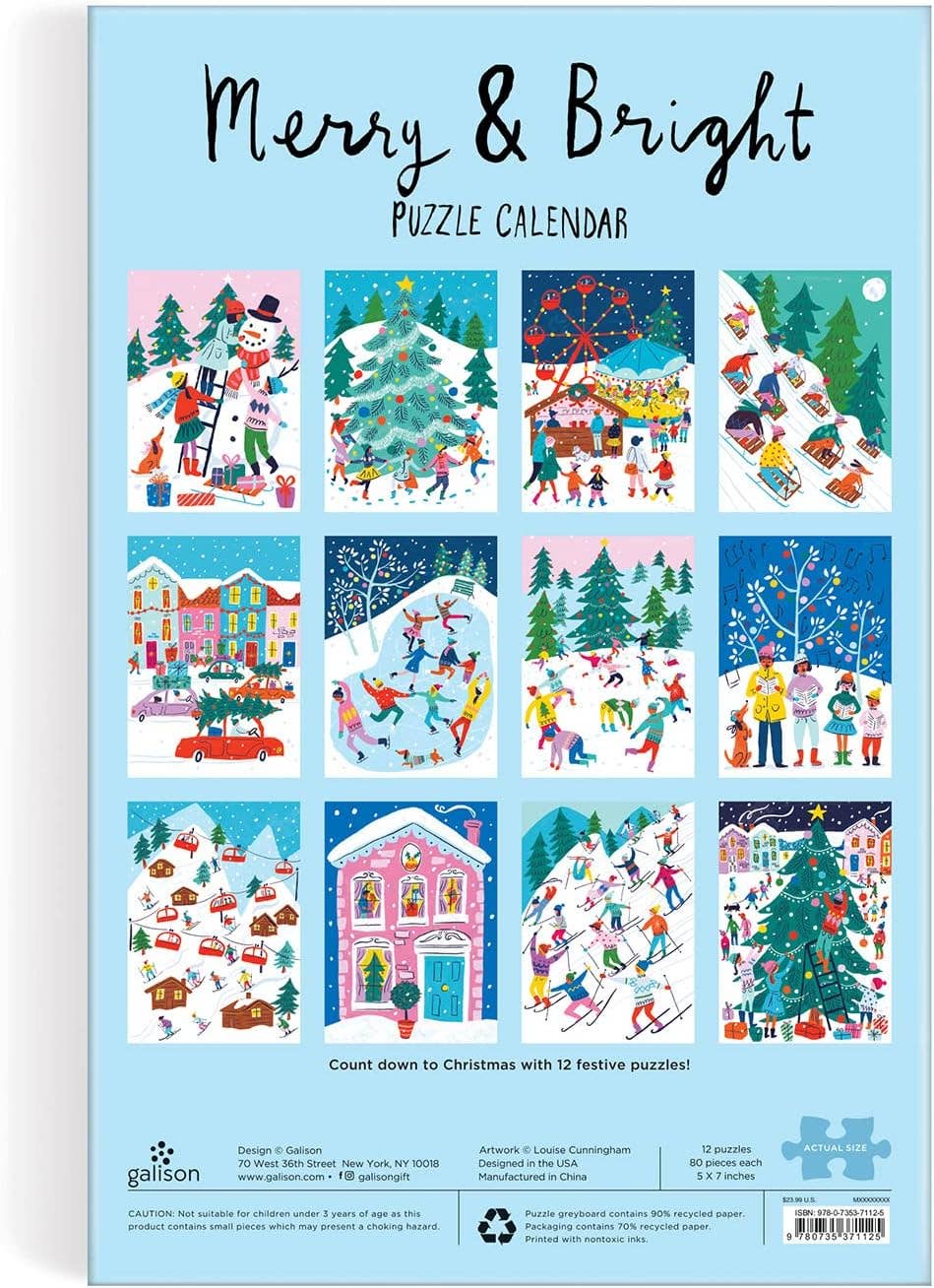 Merry & Bright 12 Days of Holiday Advent Puzzle Calendar