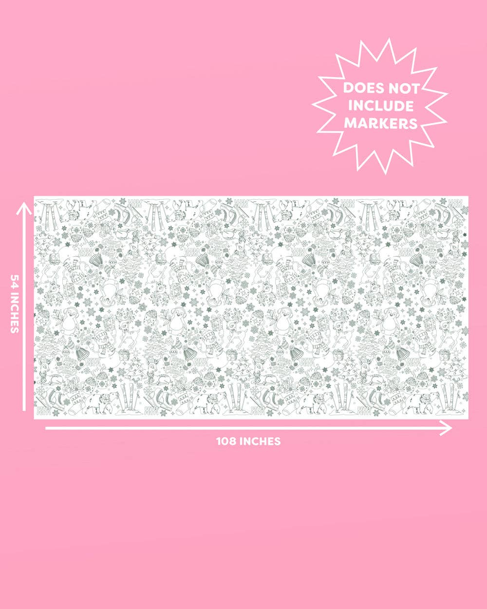 Merry Christmas Coloring Paper Tablecloth  diy kids party 9'