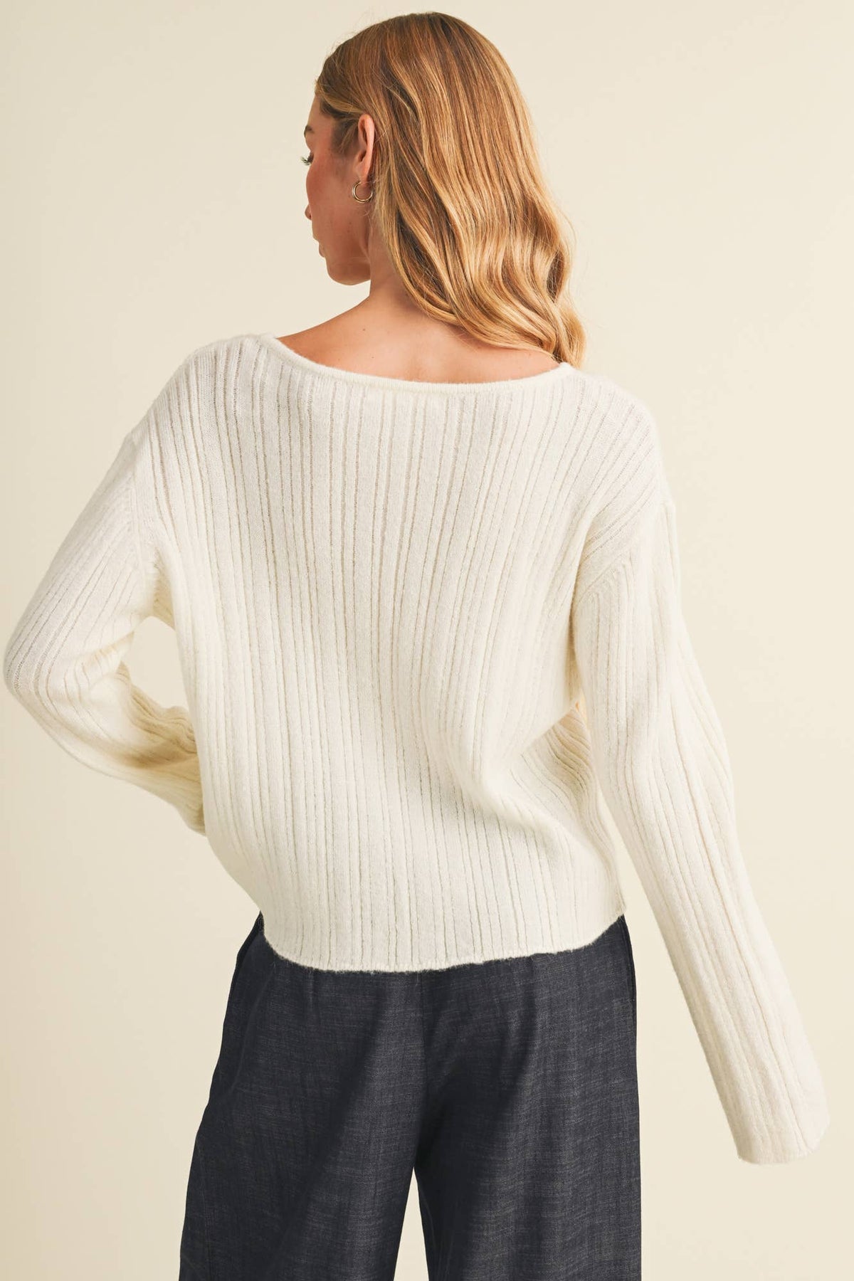 Bateau Neck Cocoon Sleeve Knit Pullover