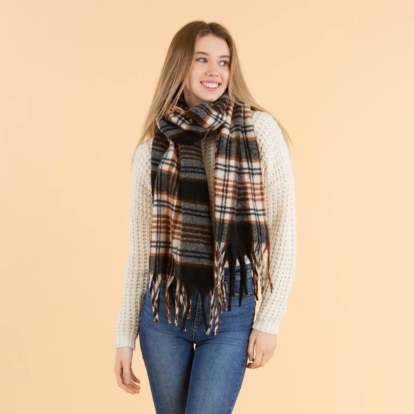 Autumn Black Plaid Scarf