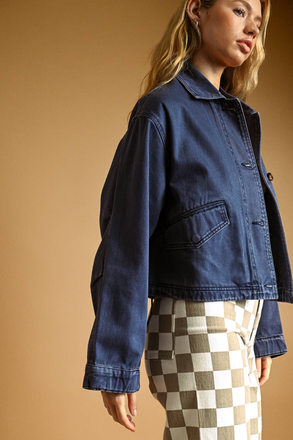 Cropped Cotton Twill Jacket