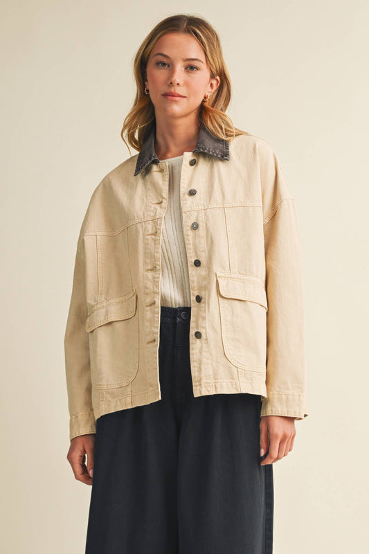 Contrast Collar Denim Jacket