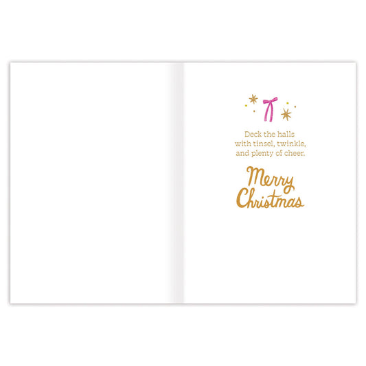 Santa Trimming Tree Holiday Card