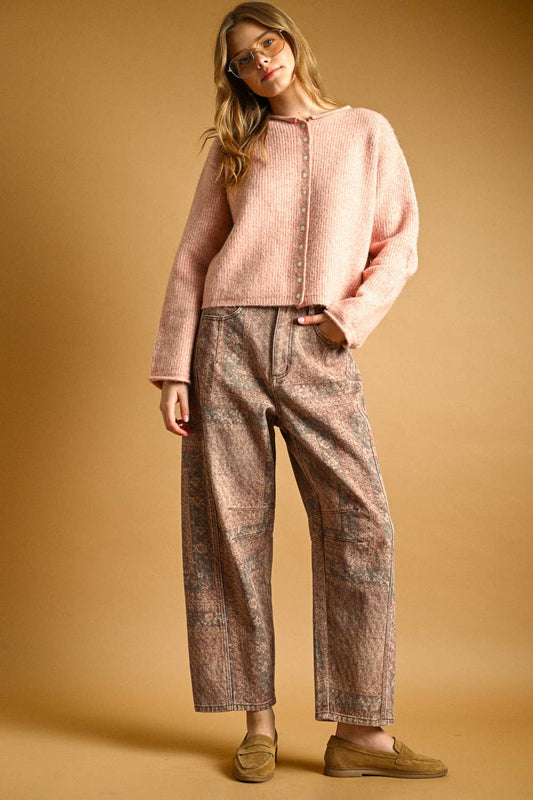Button Front Ribbed Cardigan