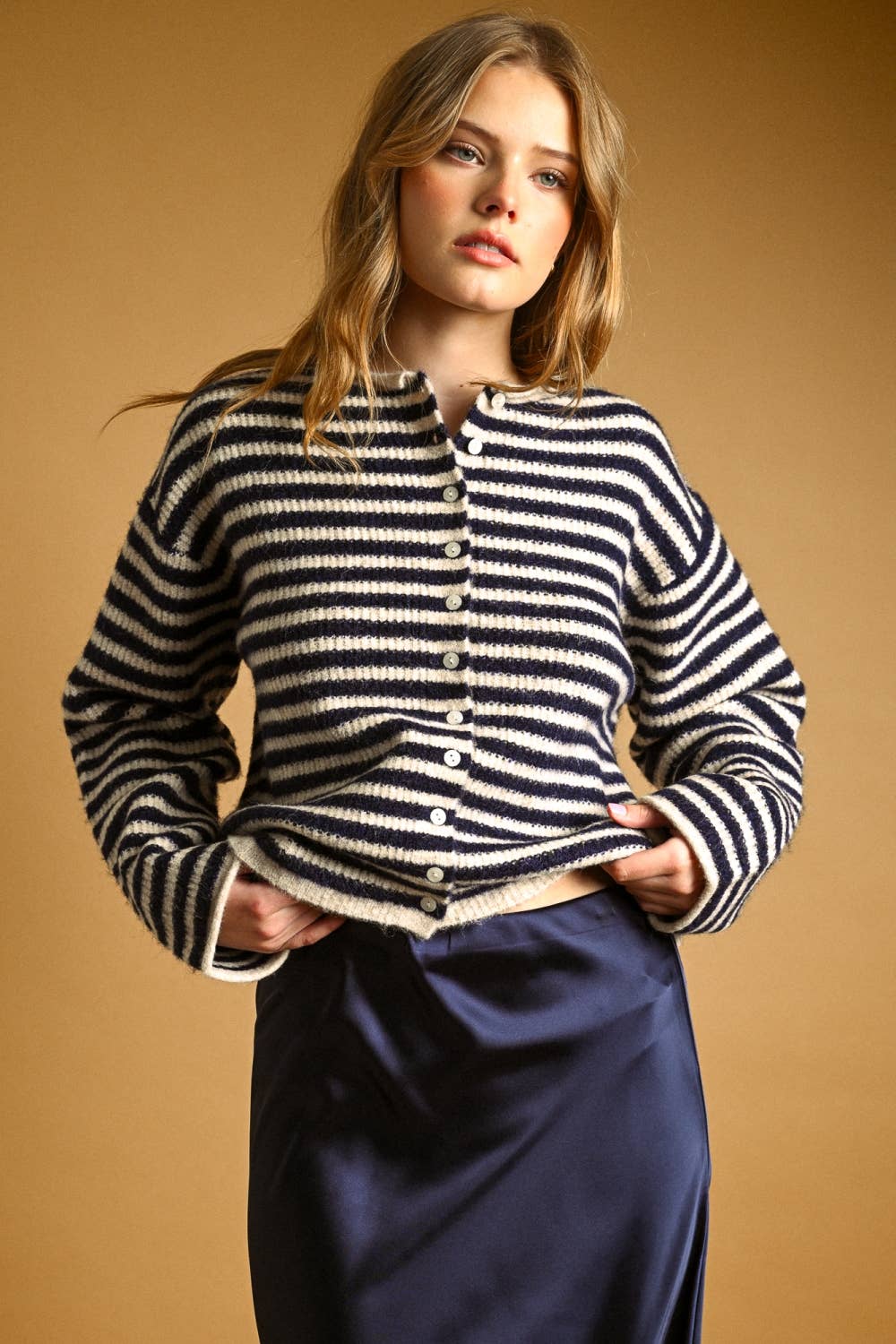 Button Front Ribbed Cardigan