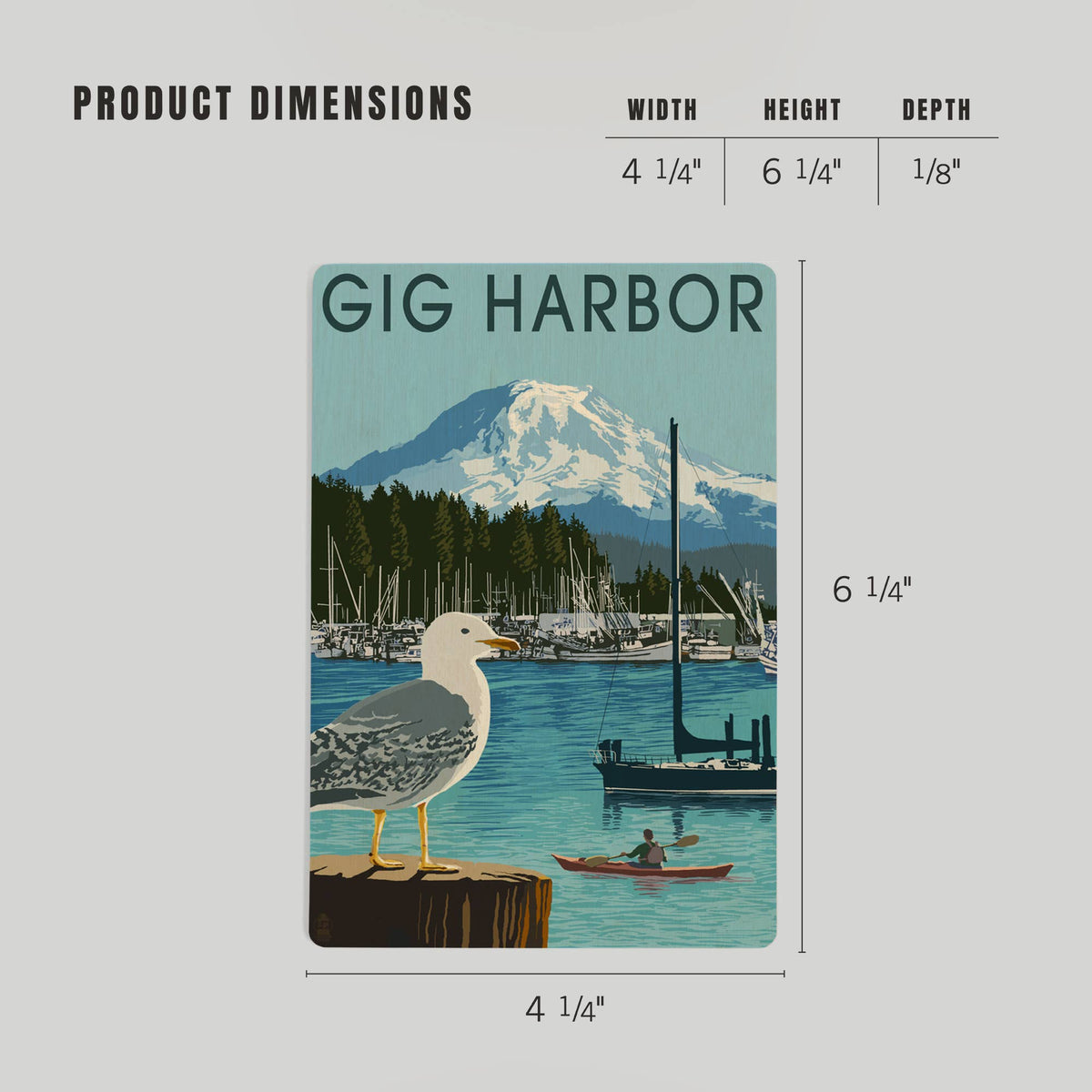 WOOD POSTCARD Gig Harbor, Washington, Day Scene