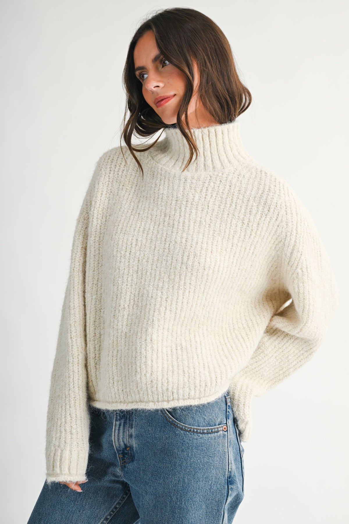 Soft Brushed Mock Neck Sweater