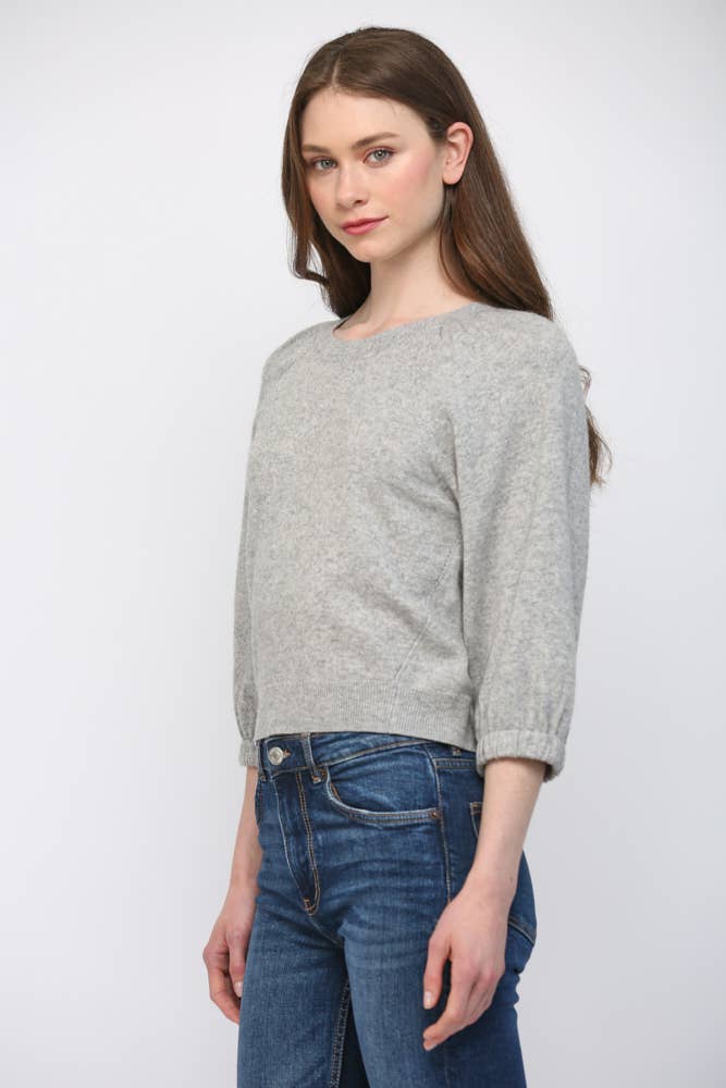 CASHMERE BLEND RIBBED CUFF RAGLAN SLV SWEATER FW15906